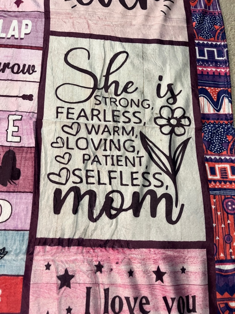 GREAT FOR MOTHERS DAY Best Mom Ever Sentimental Pink & Purple Throw Blanket NWOT - Picture 5 of 10